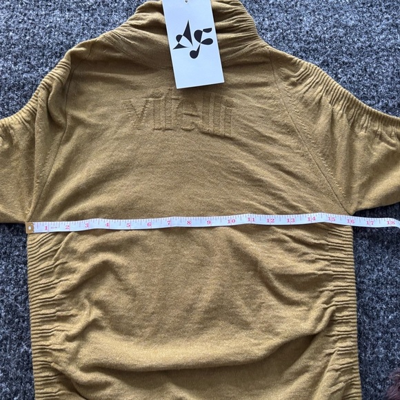 NWT Vitelli Italy Sz 4 S Green Cashmere Blend Turtleneck With Brown Fur Sleeves - Picture 9 of 10